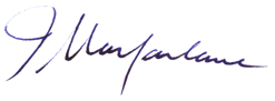 Signature of IJ Macfarlane, Chairman, Reserve Bank Board