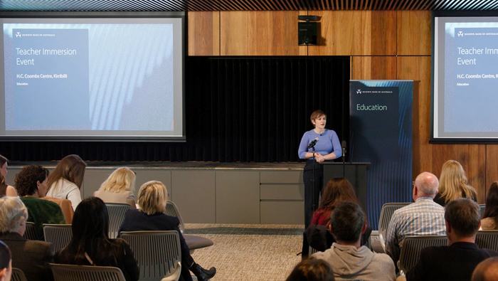 Sarah Hunter speaks at RBA Teacher Immersion Event.