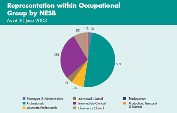 Graph: Representation within Occupational Group by NESB