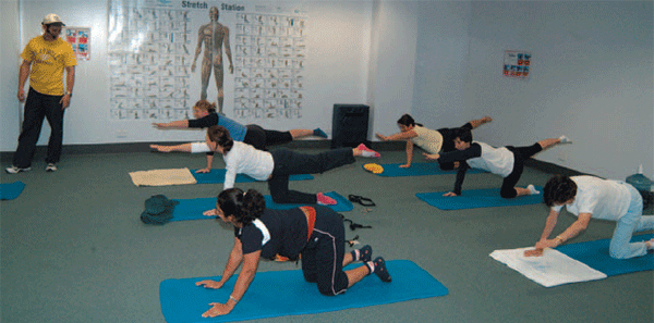 Photograph of staff undertaking a Pilates class at the Head Office Fitness Facility