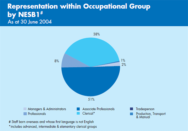 Graph: Representation within Occupational Group by NESB1