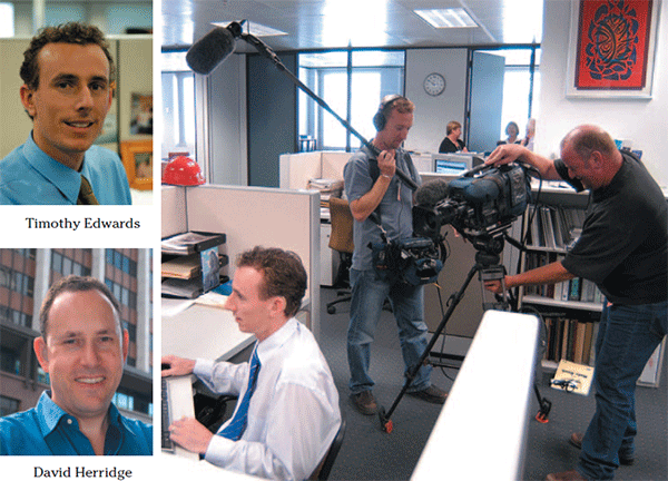 Photographs featuring Timothy Edwards (top left and right) and David Herridge (bottom left)