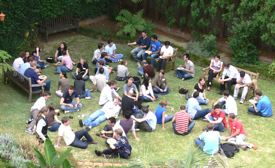 Photograph of 2007 graduates during a break at the training college