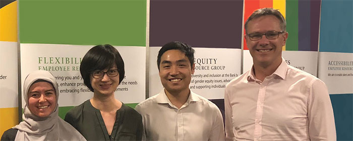 Members of ERGs Yousra Kheder, Lily Yang and Daniel Ji with Guy Debelle, Deputy Governor (Chair Diversity and Inclusion Council), Sydney, May 2018