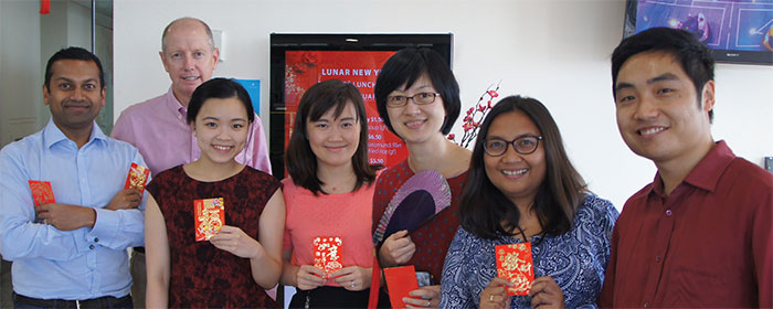 The Race and Culture ERG has supported a variety of cultural days of significance including Lunar New Year (from left) Gayan Benedict (Chair – Race & Cultural Identity ERG), Chris Alymer (Executive Sponsor, Race & Cultural Identity ERG), Yi Lin Tan, Christine Chang, Lily Yang, Edalin Timtiman and Daniel Ji, Sydney, February 2018