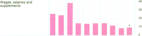 Graph Showing Wages, salaries and supplements