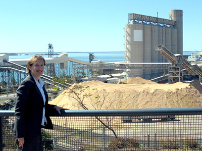 Photograph: Karen Hooper, Senior Representative in the Reserve Bank's Queensland Regional Office, overlooking an industry facility at Auckland Point in Gladstone, site of the largest multi-commodity port in Queensland.