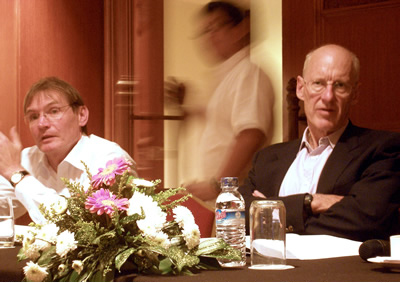 Photograph: Lindsay Boulton, Head of Risk Management, with a former Deputy Governor of the Reserve Bank, Stephen Grenville, at a workshop on market operations in Bandung, Indonesia in March 2008.