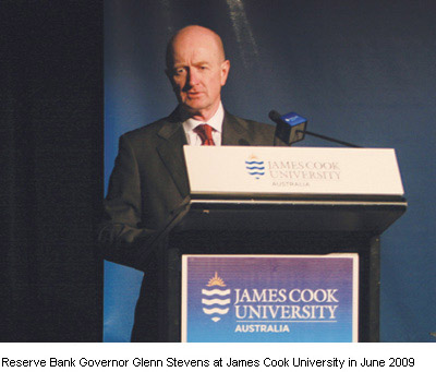 Reserve Bank Governor Glenn Stevens at James Cook University in June 2009
