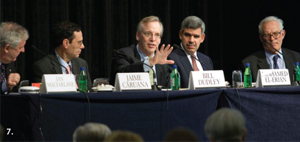 (From left) Ian Macfarlane, Jaime Caruana, Bill Dudley (President, Federal Reserve Bank of New York), Mohamed El-Erian (CEO, PIMCO) and Charles Goodhart (Professor Emeritus, London School of Economics)