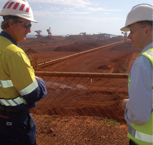 Assistant Governor Philip Lowe (right) at Cape Lambert, Western Australia