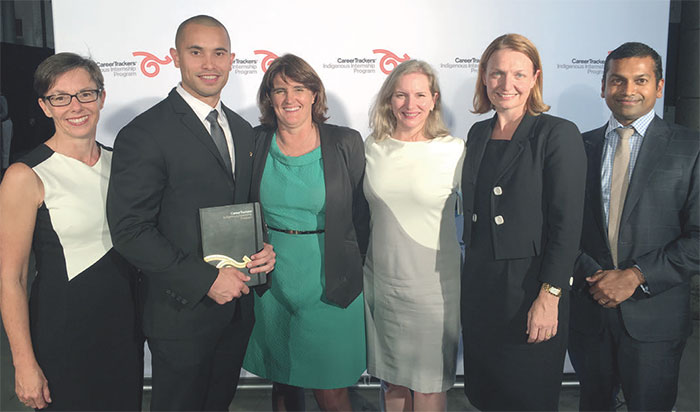 (Image top) Australian of the Year David Morrison AO addresses Bank staff, June 2016; (Image above) (from left) Melissa Hope (Head of Human Resources Department), Tui Nolan (CareerTrackers' intern), Michele Bullock (Assistant Governor, Business Services Group), Kylie Fuller (Senior Consultant Talent Diversity, Human Resources Department), Michelle McPhee (Head of Risk and Compliance Department) and Gayan Benedict (Deputy Head, Information Technology Department) at the CareerTrackers Gala Dinner, February 2016