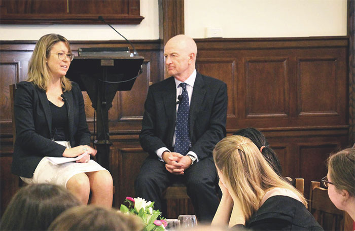 (Image top) Governor Glenn Stevens met with female undergraduates at the University of Sydney; the event took the form of an informal conversation with Camille Blackburn, Chair of the Women's College, August 2015;