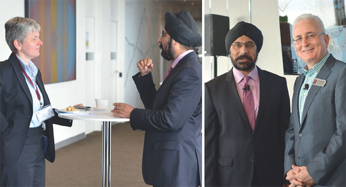 (Image top) Governor Glenn Stevens met with female undergraduates at the University of Sydney; the event took the form of an informal conversation with Camille Blackburn, Chair of the Women's College, August 2015; (image above left) Head of Financial Stability Department Luci Ellis with Chief Information Officer Sarv Girn at the MIT International Executive Forum hosted by the Reserve Bank, January 2016; (image above right) Sarv Girn with Professor Peter Weil, Chair of MIT's Center for Information Systems Research, January 2016