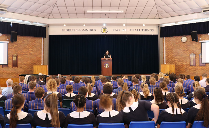 Cathie Close (Queensland Office) presenting at Toowoomba Grammar School, November 2016