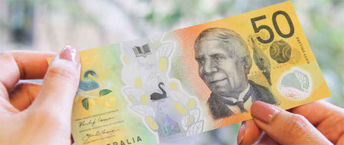(Top) The new $50 banknote will be issued in October 2018 and features the same innovative security features that appear on the new $5 and $10 banknotes; the $50 banknote retains the portraits of Aboriginal writer and inventor David Unaipon and (middle) the first female member of an Australian parliament, Edith Cowan; (above) the new $50 banknote in production ahead of its October 2018 release