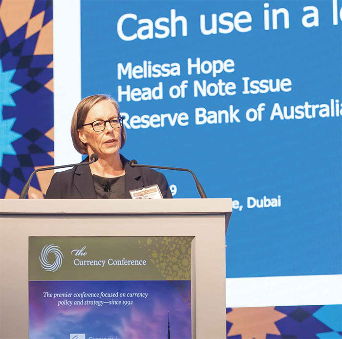 Head of Note Issue, Melissa Hope, speaks at the Currency Conference, April 2019