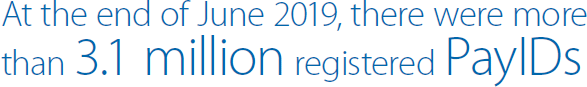 At the end of June 2019, there were more than 3.1 million registered PayIDs