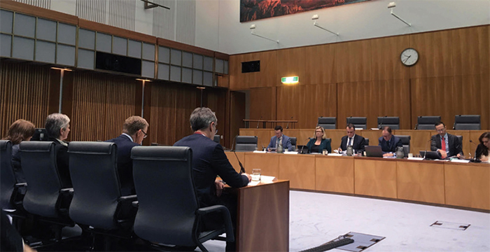 (left) Assistant Governor (Financial System) Michele Bullock, Assistant Governor (Economic) Luci Ellis, Governor Philip Lowe and Deputy Governor Guy Debelle appearing before the House of Representatives Standing Committee on Economics in Canberra, August 2019;