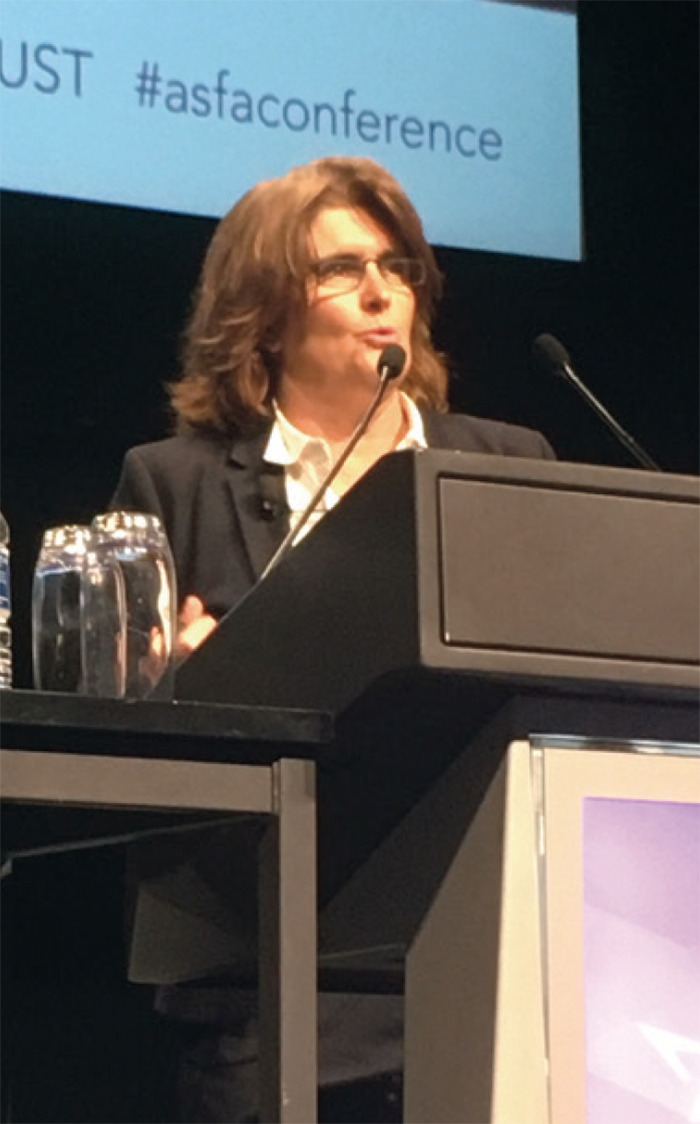 (right) Assistant Governor (Financial System) Michele Bullock speaking at the ASFA conference in Melbourne, November 2019