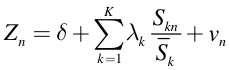 Formula 3: This formula depicts the regression of the percentage change in the exchange rate on a set of dummy variables representing the k different data releases. The dummy variables are constructed using the signed surprise component for data release k in period n scaled by the average absolute surprise for that release.