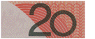Image of $20 banknote showing large bold numeral