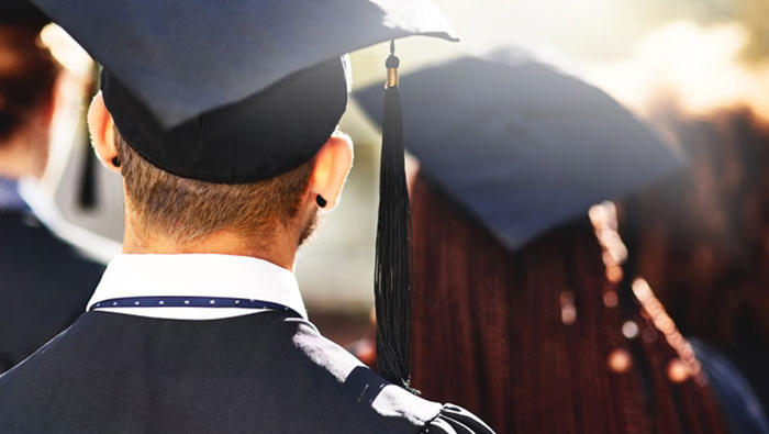 University graduates, mortar board hats