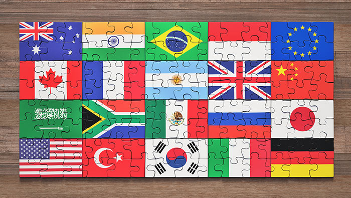 A puzzle showing flags of the G20 countries