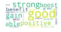 Dominant words of a word cloud are: good, strong, positive, gain.