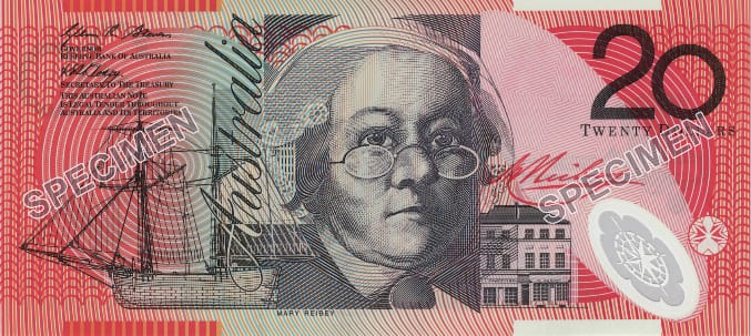 Image of first polymer series twenty dollar note
