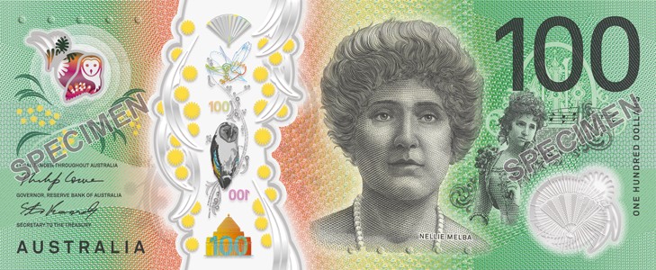 Image of second polymer series one hundred dollar note