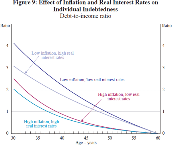 Figure 9: Effect of Inflation and Real Interest Rates on Individual Indebtedness
