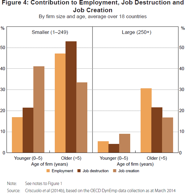 Figure 4: Contribution to Employment, Job Destruction and Job Creation