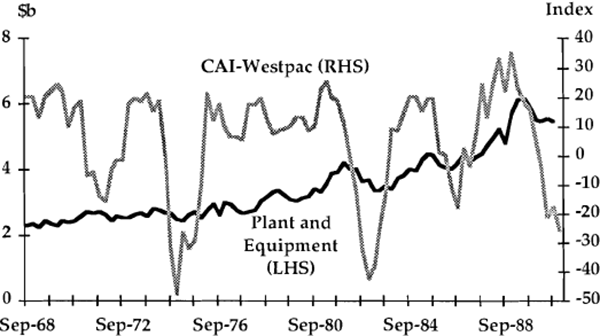 Graph 10: Plant and Equipment Investment and Survey Expectations