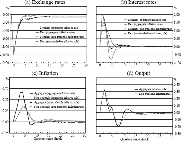 Figure 4: Impulse Responses Under Different Policy Rules