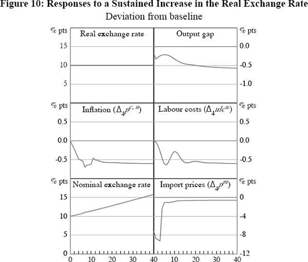 Figure 10: Responses to a Sustained Increase in the Real Exchange Rate