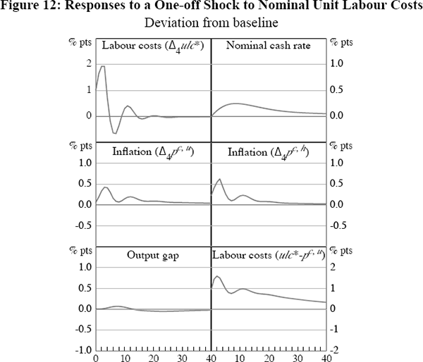 Figure 12: Responses to a One-off Shock to Nominal Unit Labour Costs