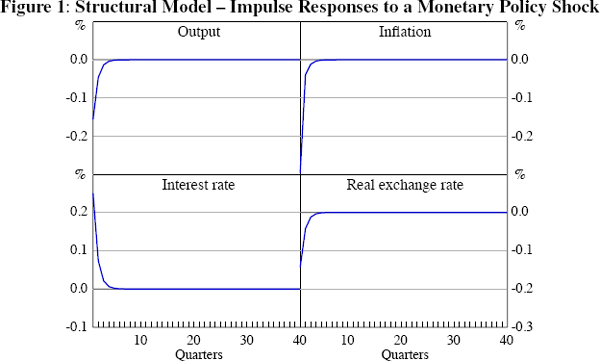 Figure 1: Structural Model – Impulse Responses 
to a Monetary Policy Shock