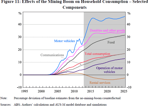 Figure 11: Effects of the Mining Boom on Household Consumption – Selected Components