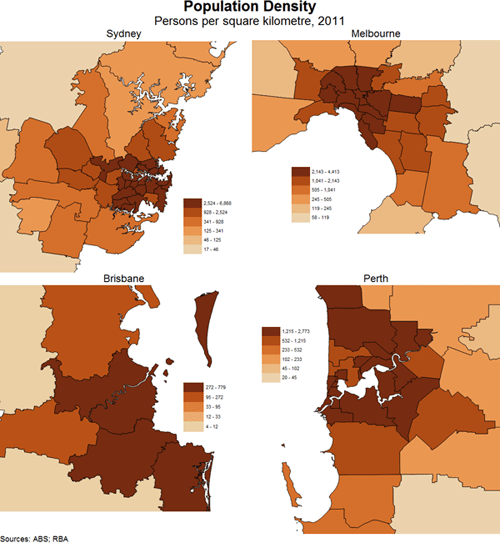 Graph 5: Population Density (Persons per square kilometre, 2011)